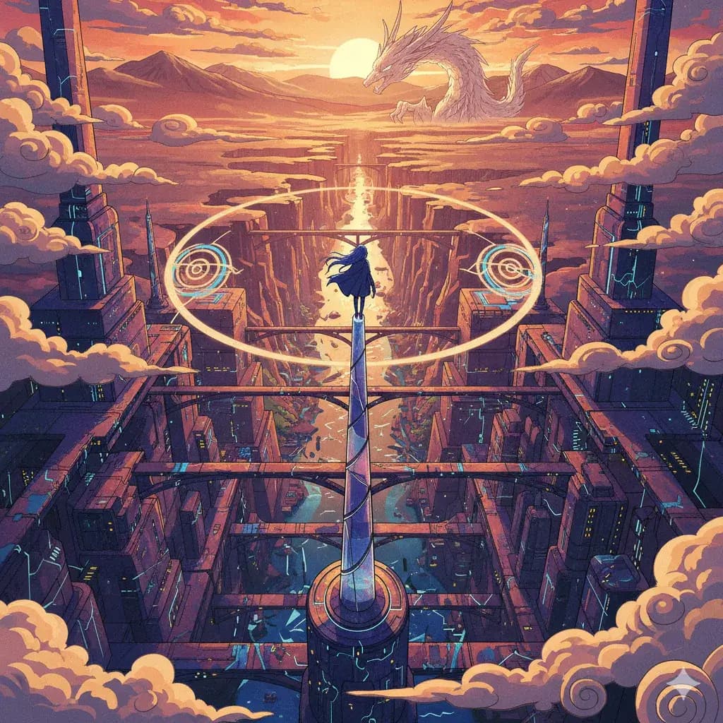 Epische Luftaufnahme - Anime Charakter