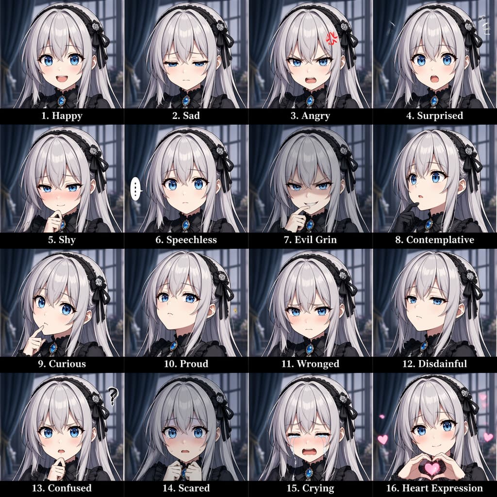 Silver hair blue eyes anime character visual generated by gpt2