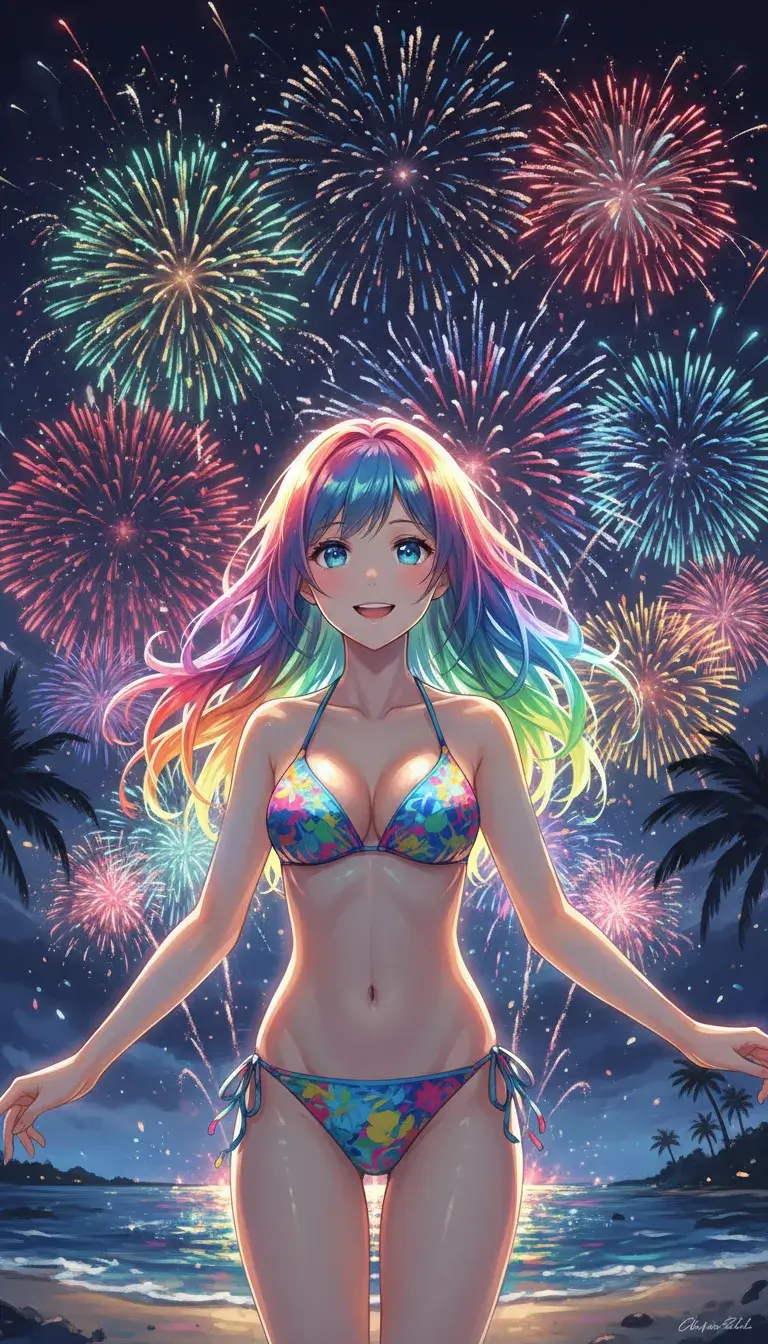 High-quality anime illustration of anime waifu 18 age womans