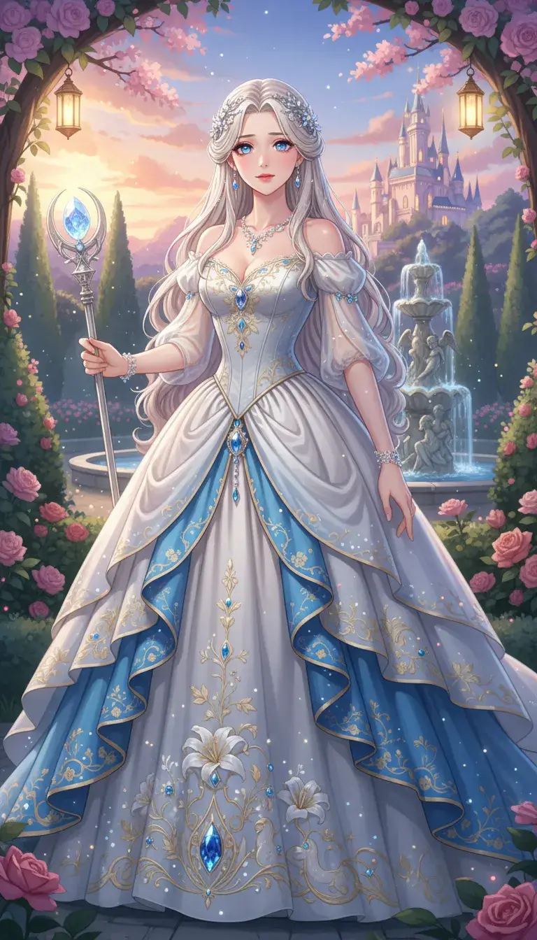 High-quality anime illustration of elegant princess