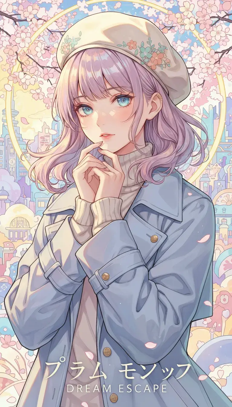 High-quality anime illustration of girl wearing a beret