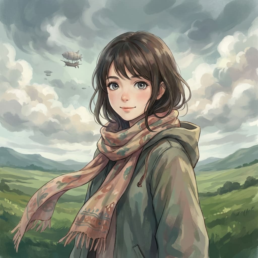 High-quality anime illustration of portrait of cute girl