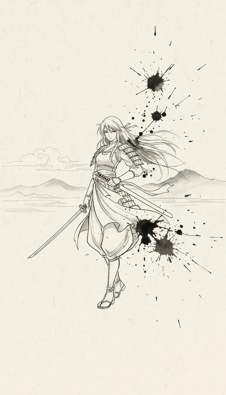 Minimalist Sumi-e - High quality anime art illustration